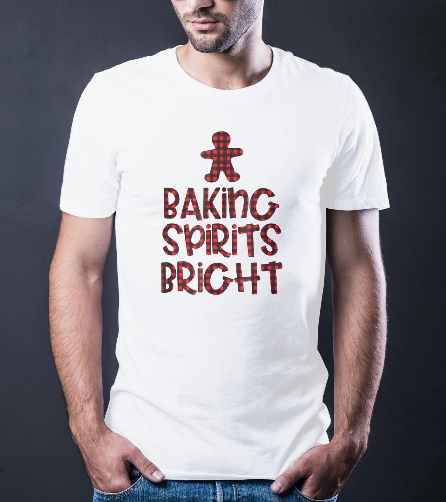 Baking Spirits Bright Buffalo Plaid Gingerbread Holiday T-Shirt