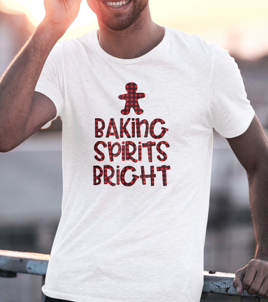 Baking Spirits Bright Buffalo Plaid Gingerbread Holiday T-Shirt