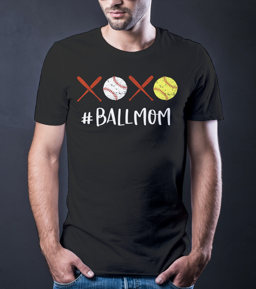 Ball Mom Baseball Softball XOXO T-Shirt
