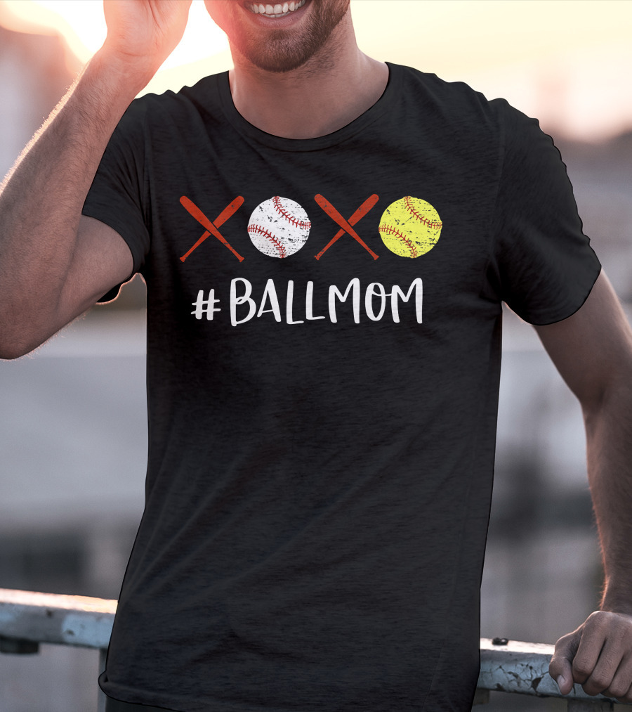 Ball Mom Baseball Softball XOXO T-Shirt