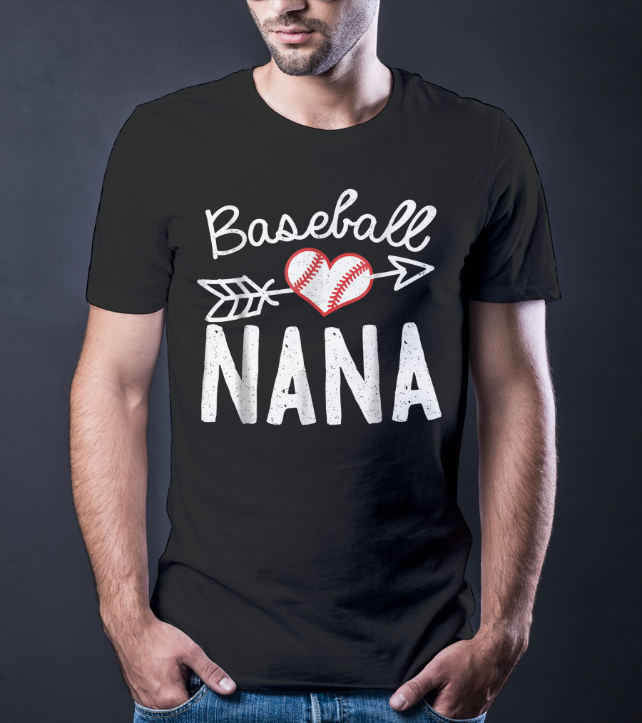Baseball Nana Heart And Arrow Stitch T-Shirt