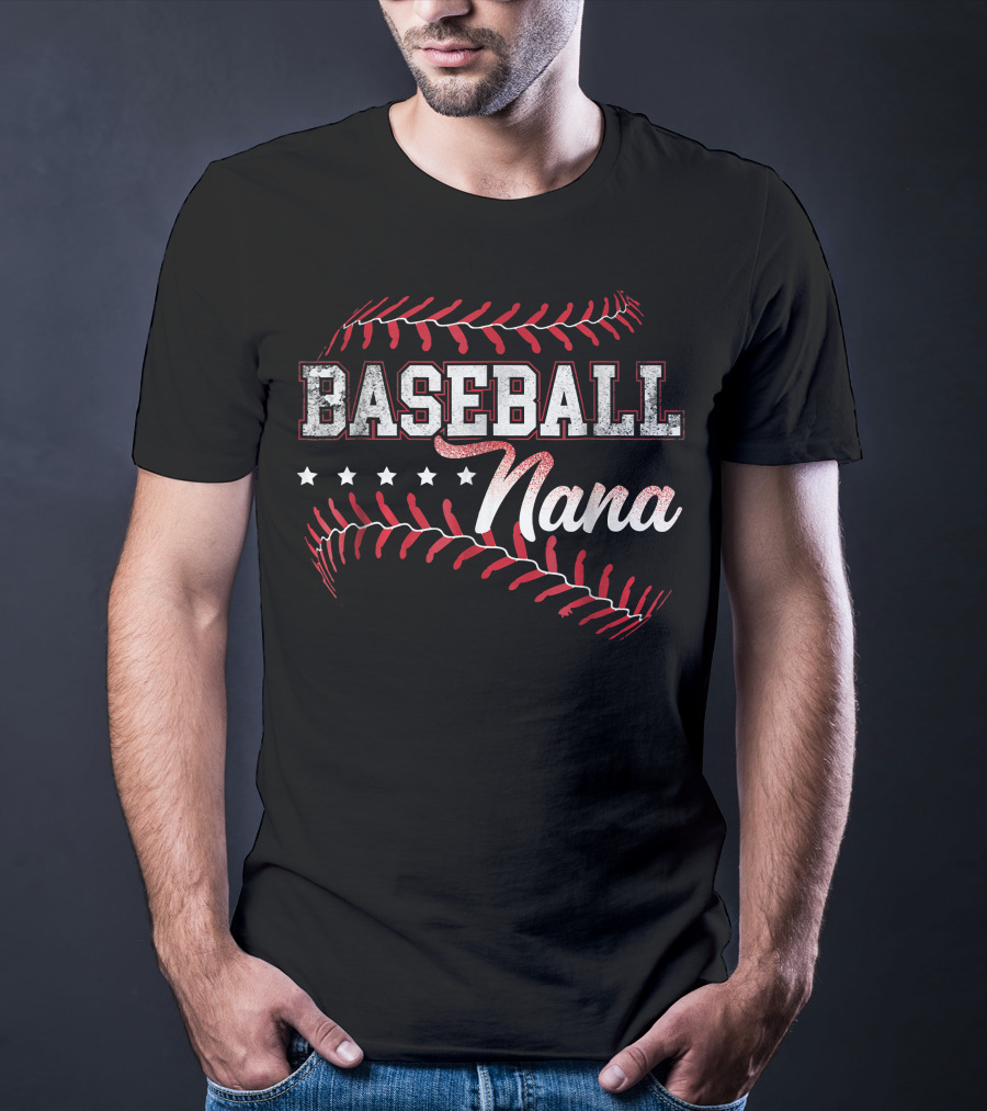 Baseball Nana Baseball Grandma Baseball Stitch T-Shirt