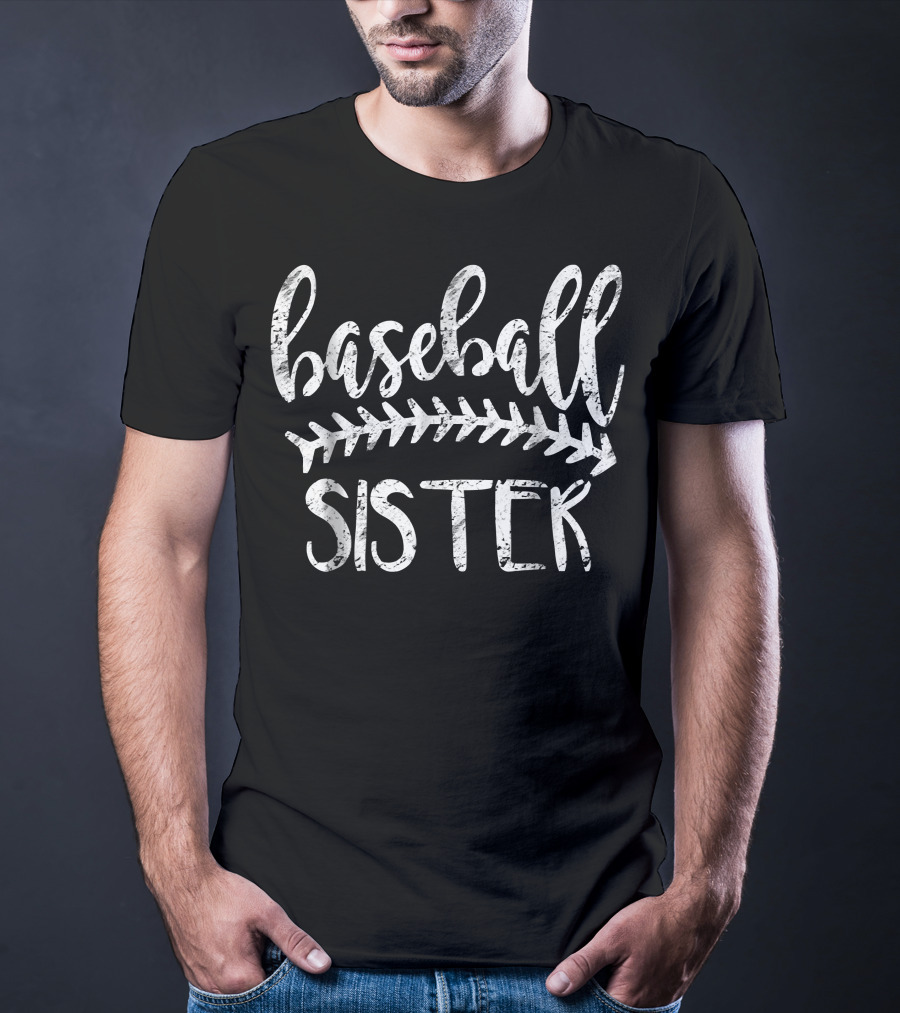Baseball Sister Graphic With Stitched Ball T-Shirt