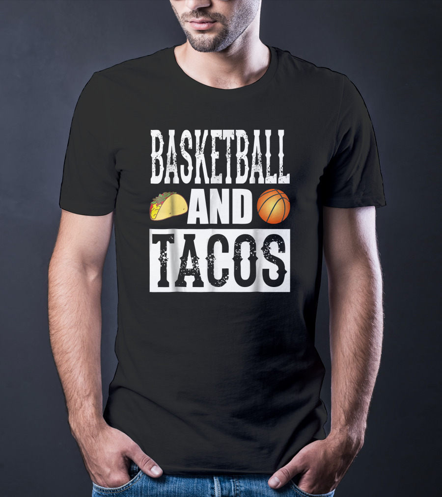 Basketball And Tacos Funny Taco With Taco And Basketball Icons T-Shirt