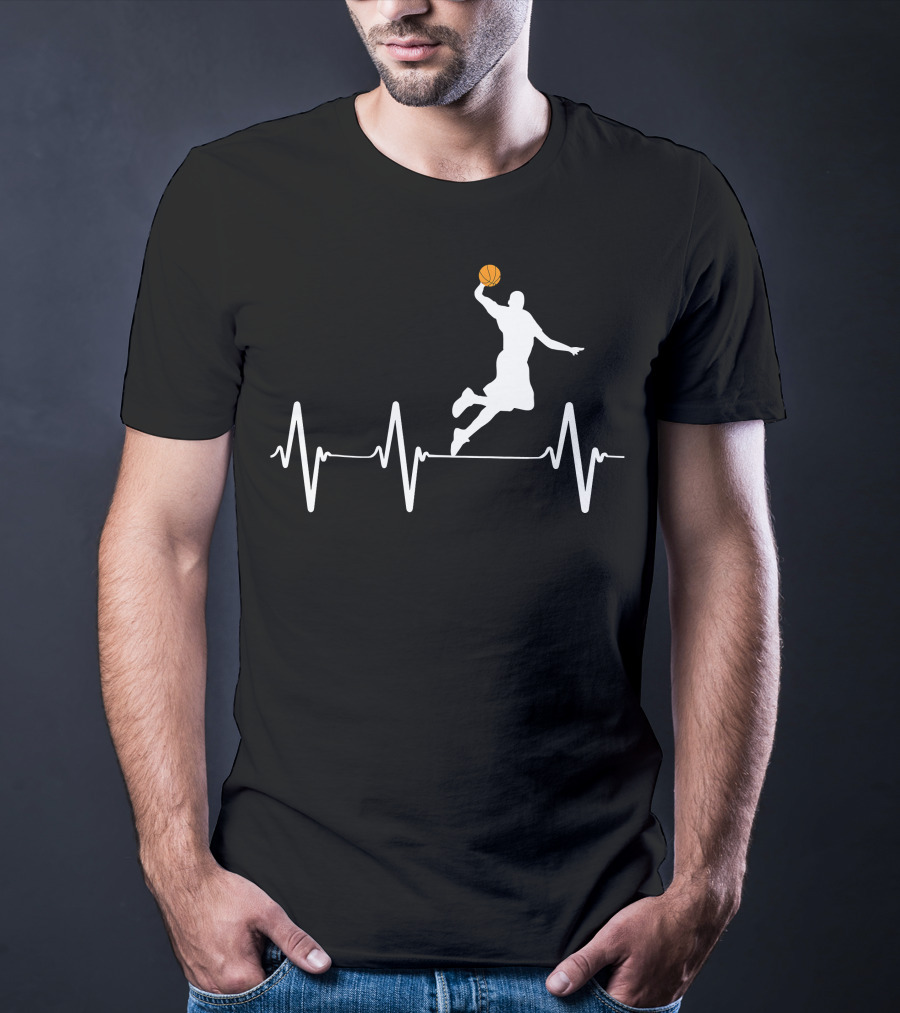 Basketball Dunk Heartbeat Silhouette Pulse T-Shirt