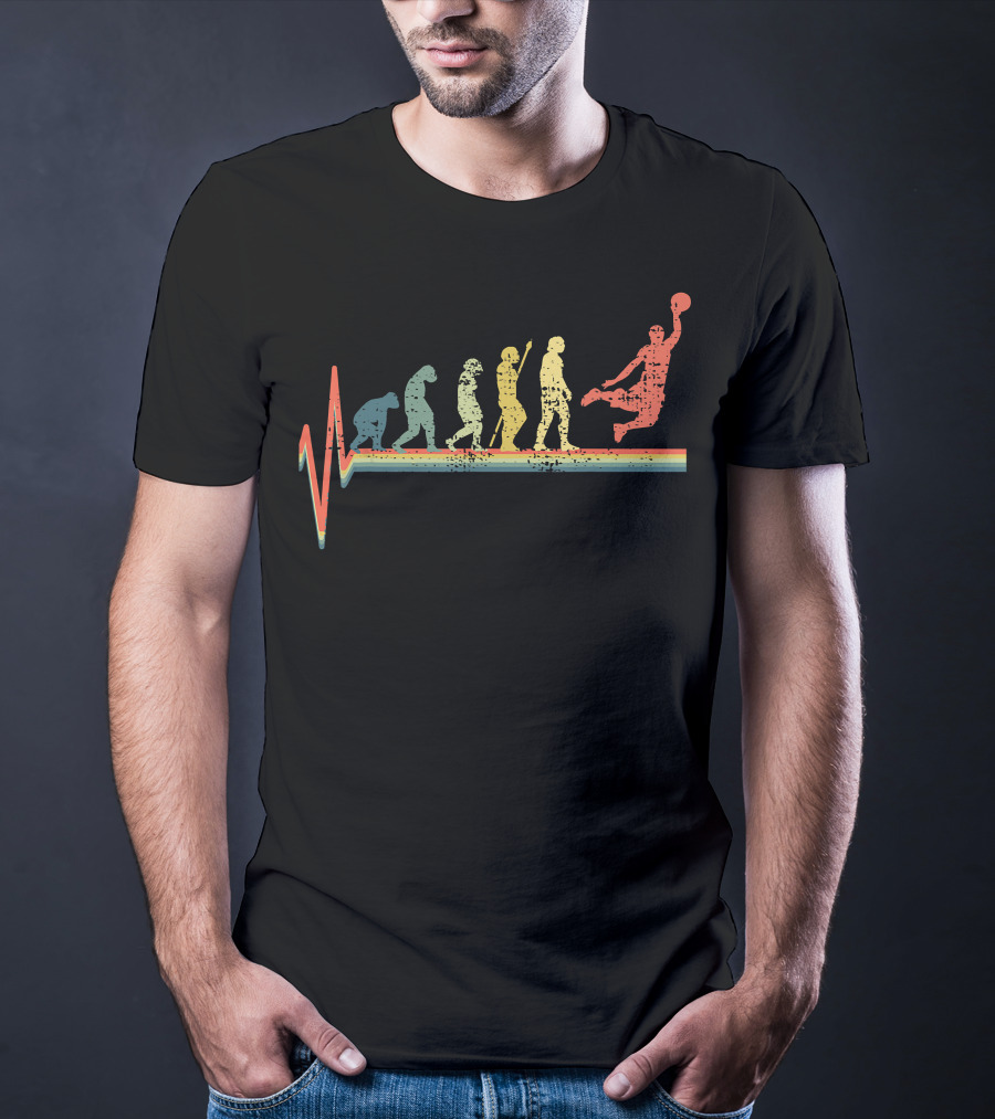 Basketball Heartbeat Dunkin Evolution Stages T-Shirt