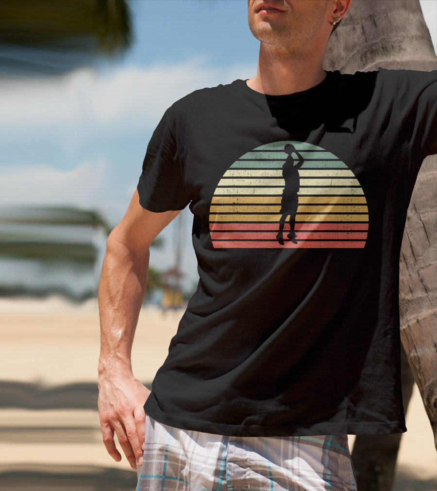 Retro Sunset Basketball Jumpshot 3 Pointer T-Shirt