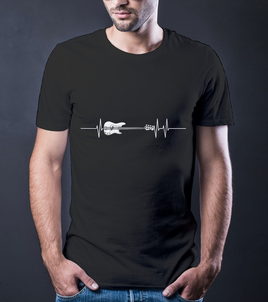 Bass Guitar Heartbeat Line T-Shirt