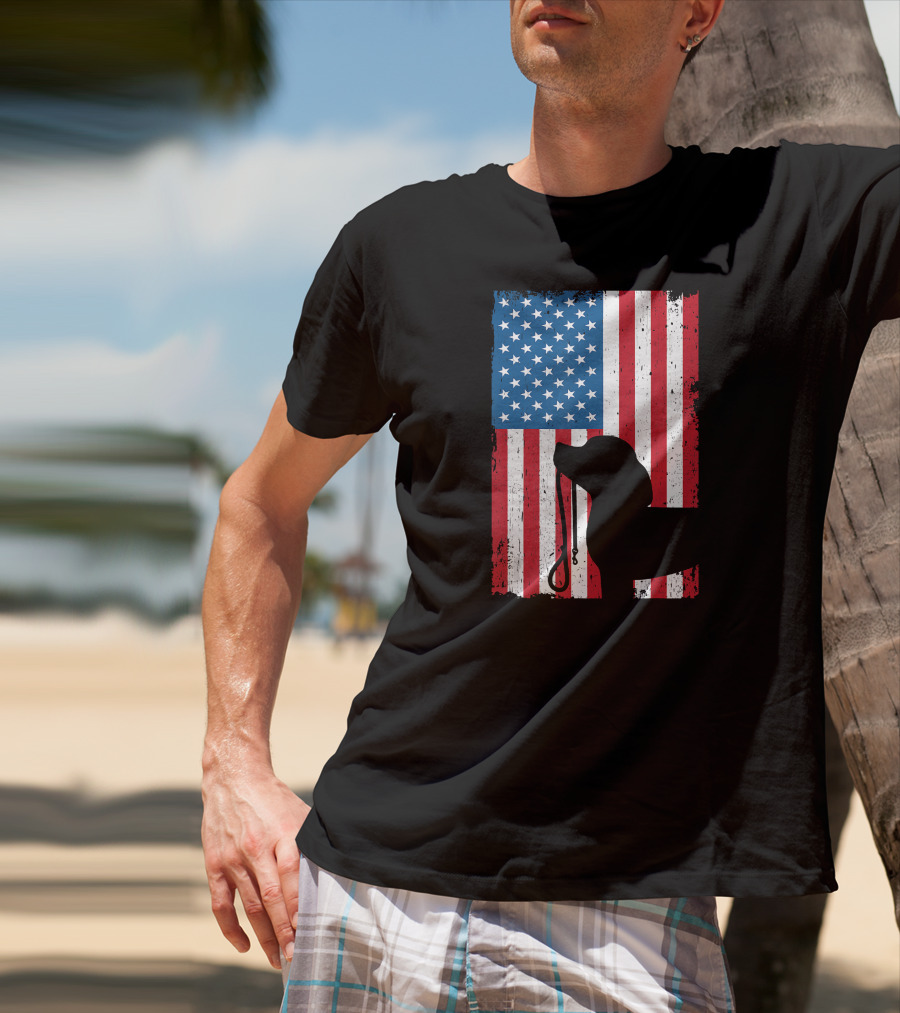 Beagle Silhouette American Flag Patriotic T-Shirt