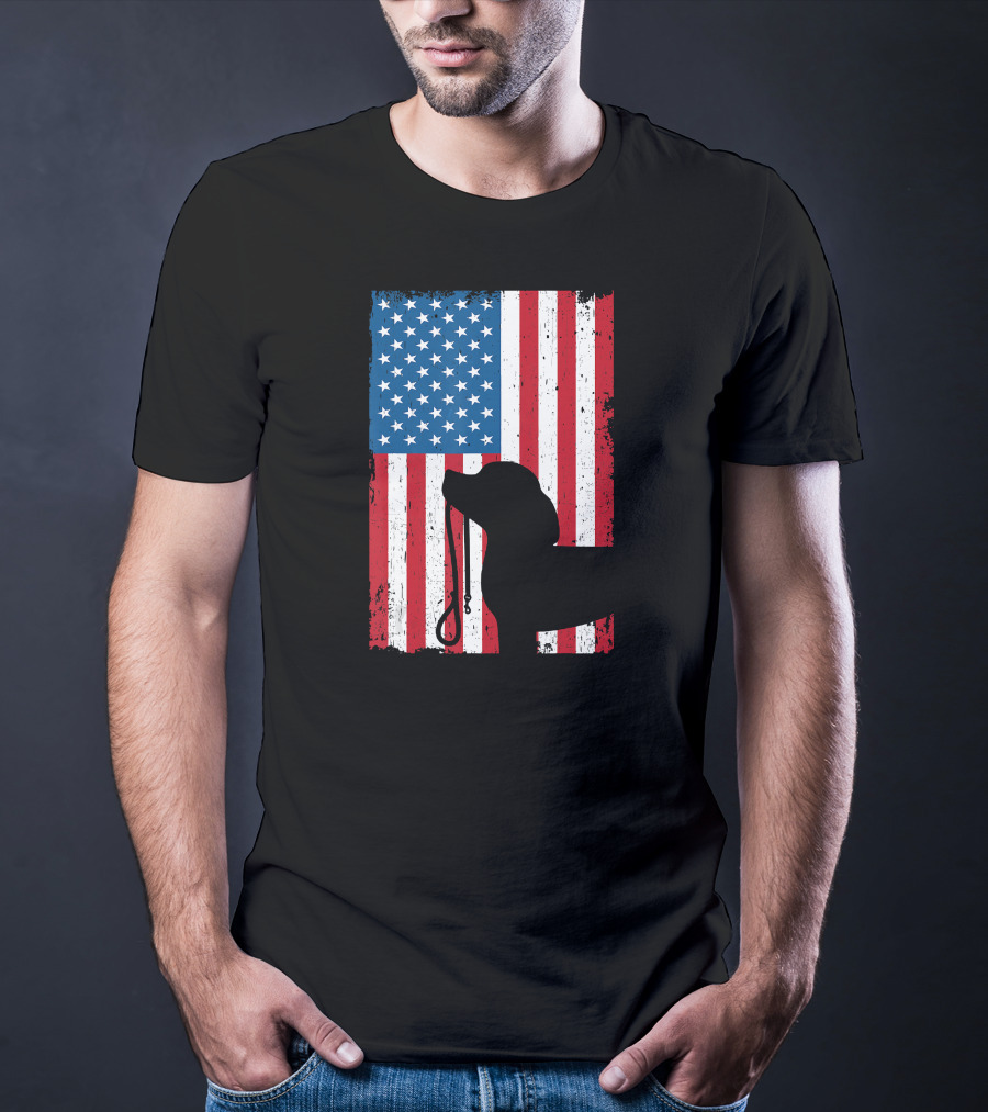 Beagle Silhouette American Flag Patriotic T-Shirt