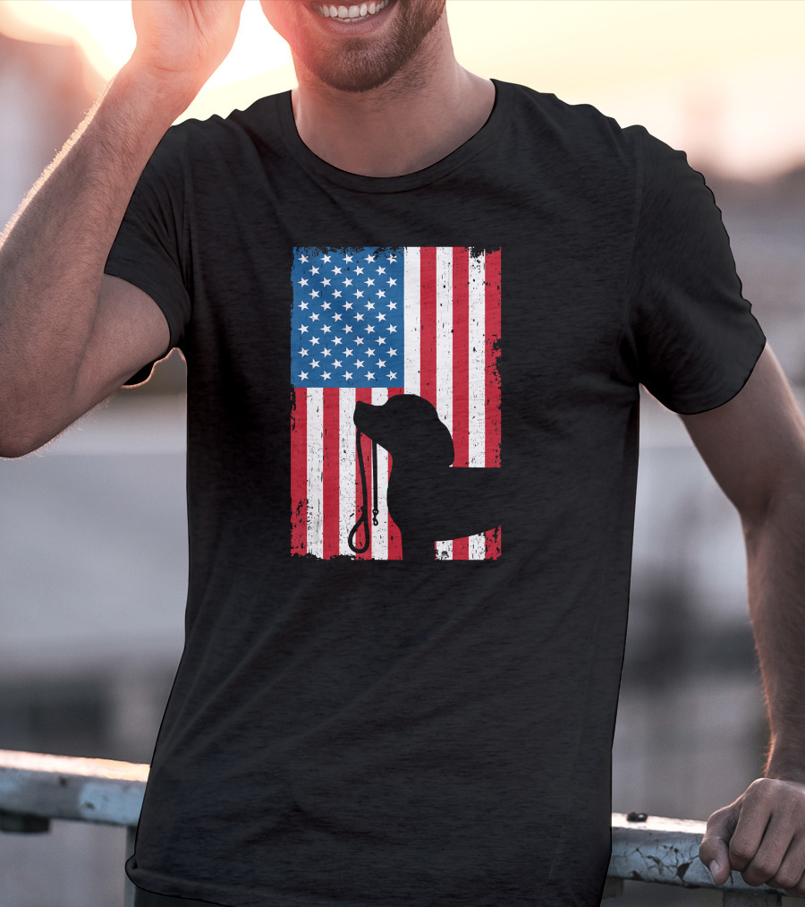 Beagle Silhouette American Flag Patriotic T-Shirt