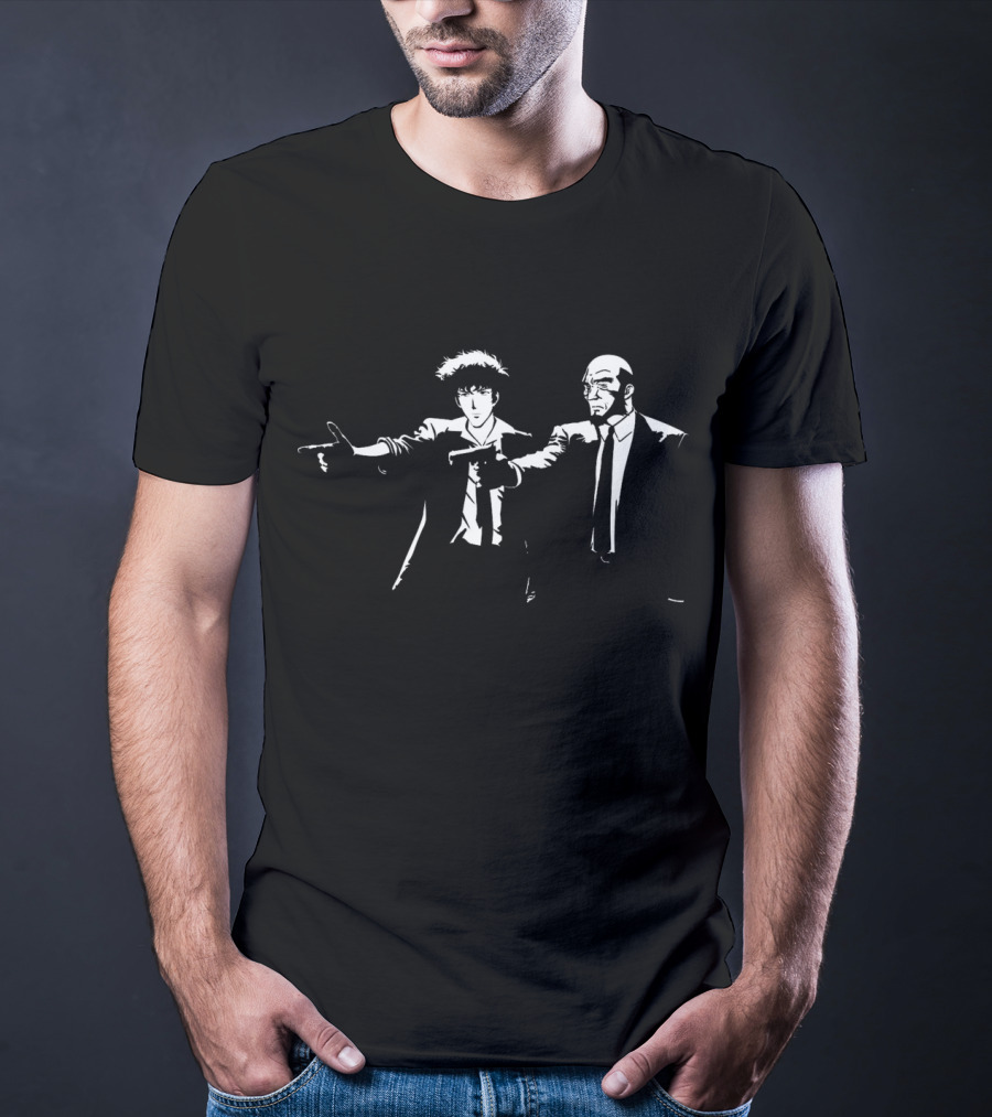 Cowboy Bebop Pulp Fiction Crossover Duo In Suits With Guns T-Shirt