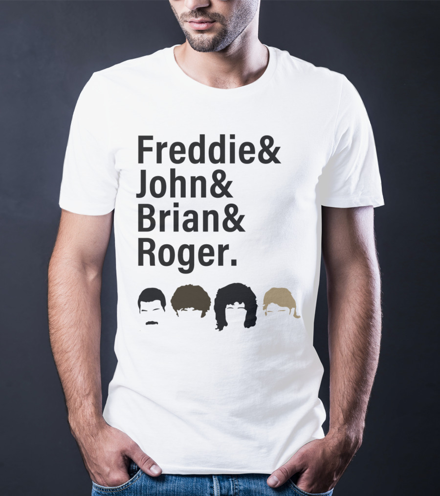 Freddie John Brian Roger Hair Silhouettes Queen Band Members T-Shirt