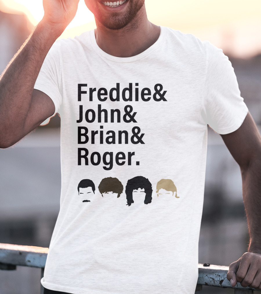 Freddie John Brian Roger Hair Silhouettes Queen Band Members T-Shirt