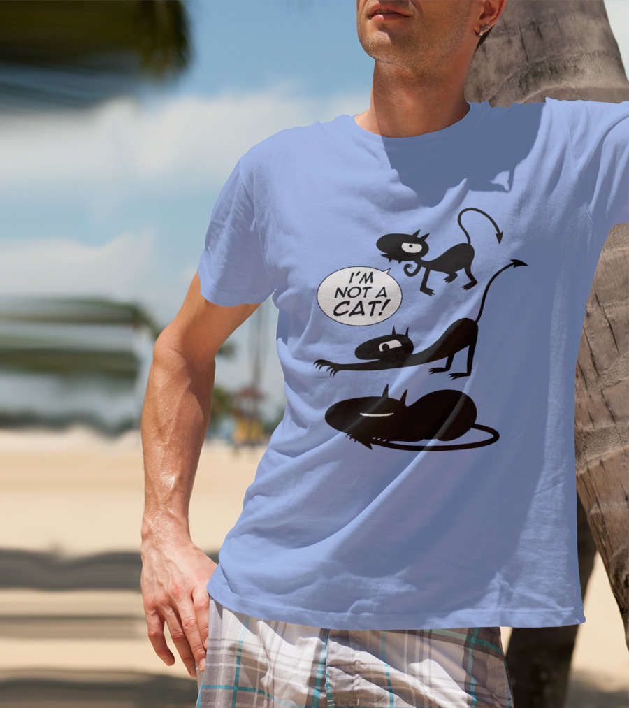 I'm Not A Cat Black Cartoon Creatures With Tails And Horns T-Shirt