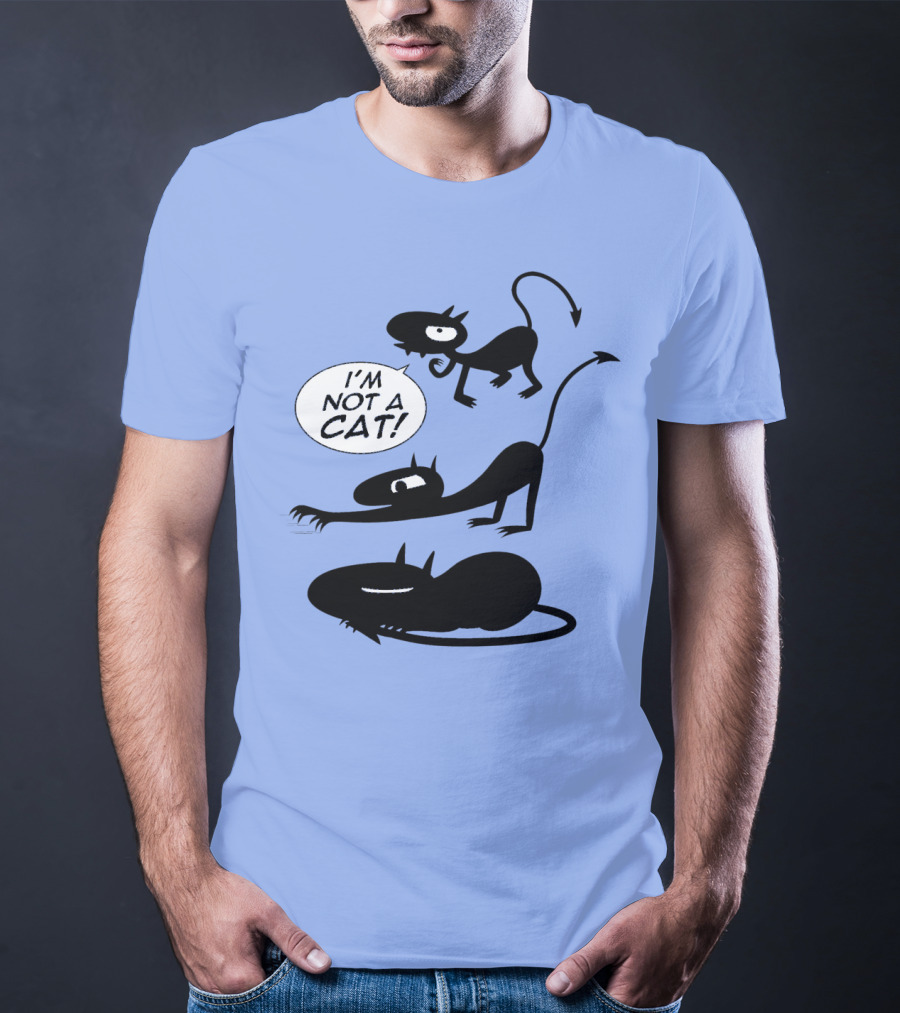 I'm Not A Cat Black Cartoon Creatures With Tails And Horns T-Shirt