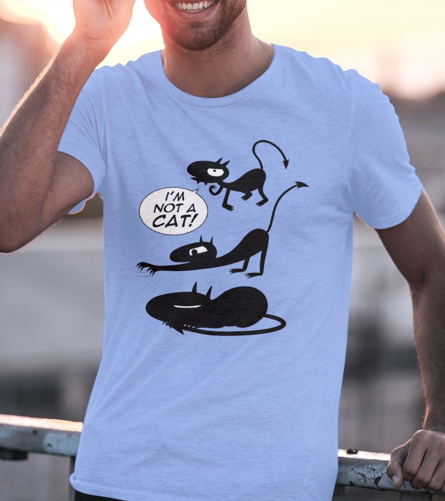 I'm Not A Cat Black Cartoon Creatures With Tails And Horns T-Shirt