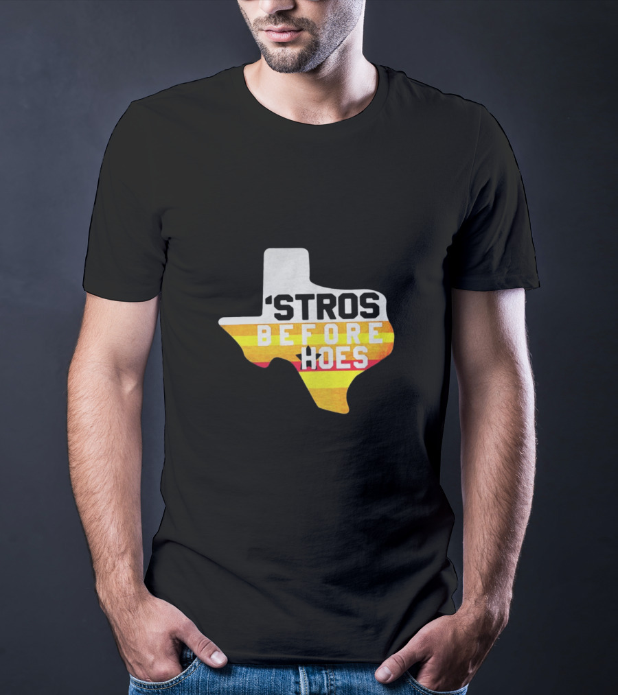 'Stros Before Hoes Texas Shape Retro Houston T-Shirt