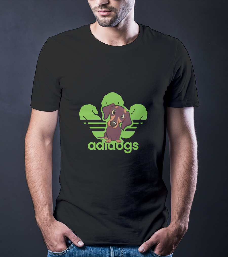 Adidogs Green Logo With Dachshund T-Shirt