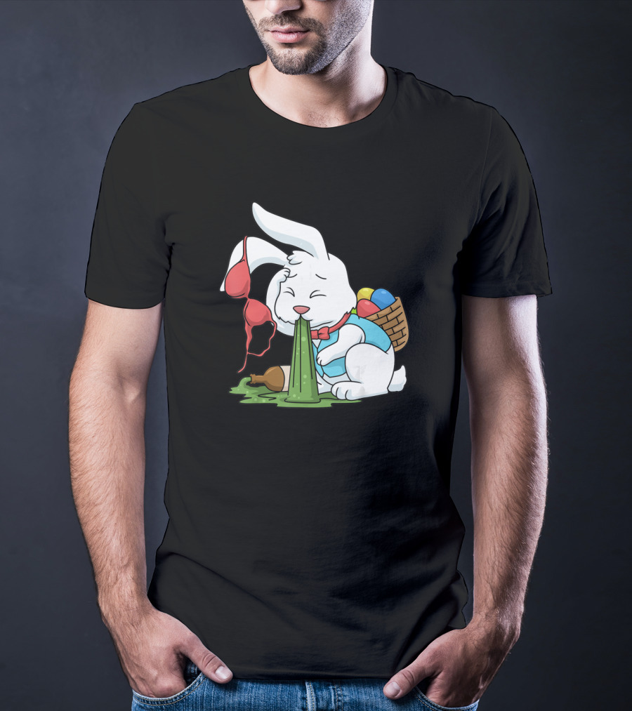 Funny Easter Bunny Egg Hunt Hangover With Bra And Eggs T-Shirt
