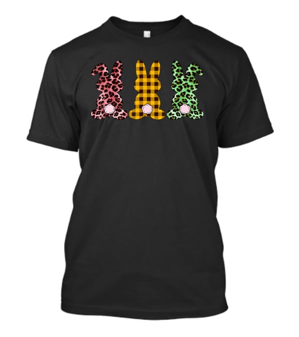 Bunny Rabbit Leopard And Buffalo Plaid Easter T-Shirt