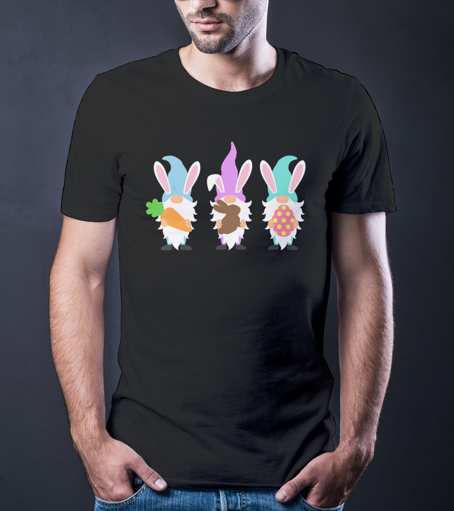 Easter Gnomes Bunny Ears Carrot Chocolate Egg Hunting T-Shirt