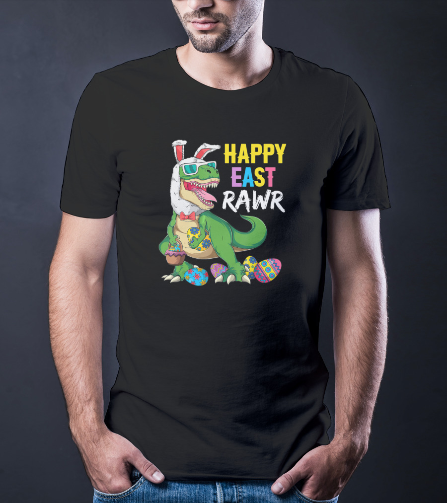 Happy Easter Rawr Dinosaur Rabbit Toddler Boys Egg T-Shirt