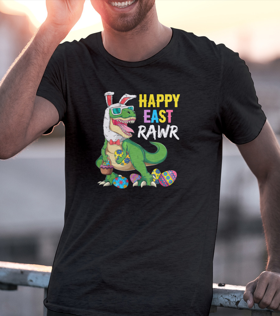 Happy Easter Rawr Dinosaur Rabbit Toddler Boys Egg T-Shirt