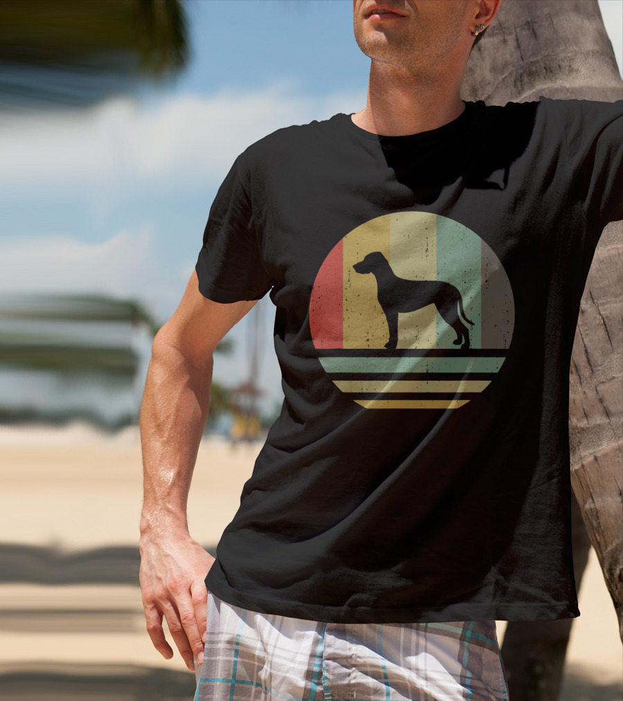 Vintage Retro Catahoula Leopard Dog Silhouette Stripes T-Shirt