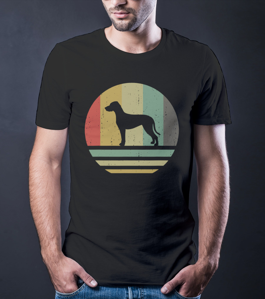 Vintage Retro Catahoula Leopard Dog Silhouette Stripes T-Shirt