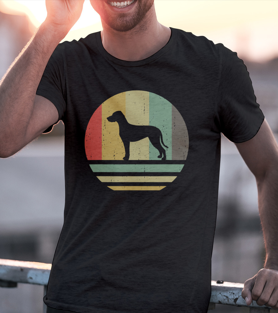 Vintage Retro Catahoula Leopard Dog Silhouette Stripes T-Shirt