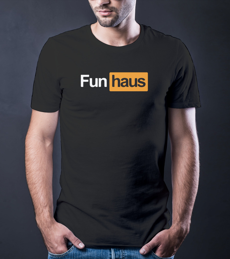 Funhaus White And Orange Text T-Shirt