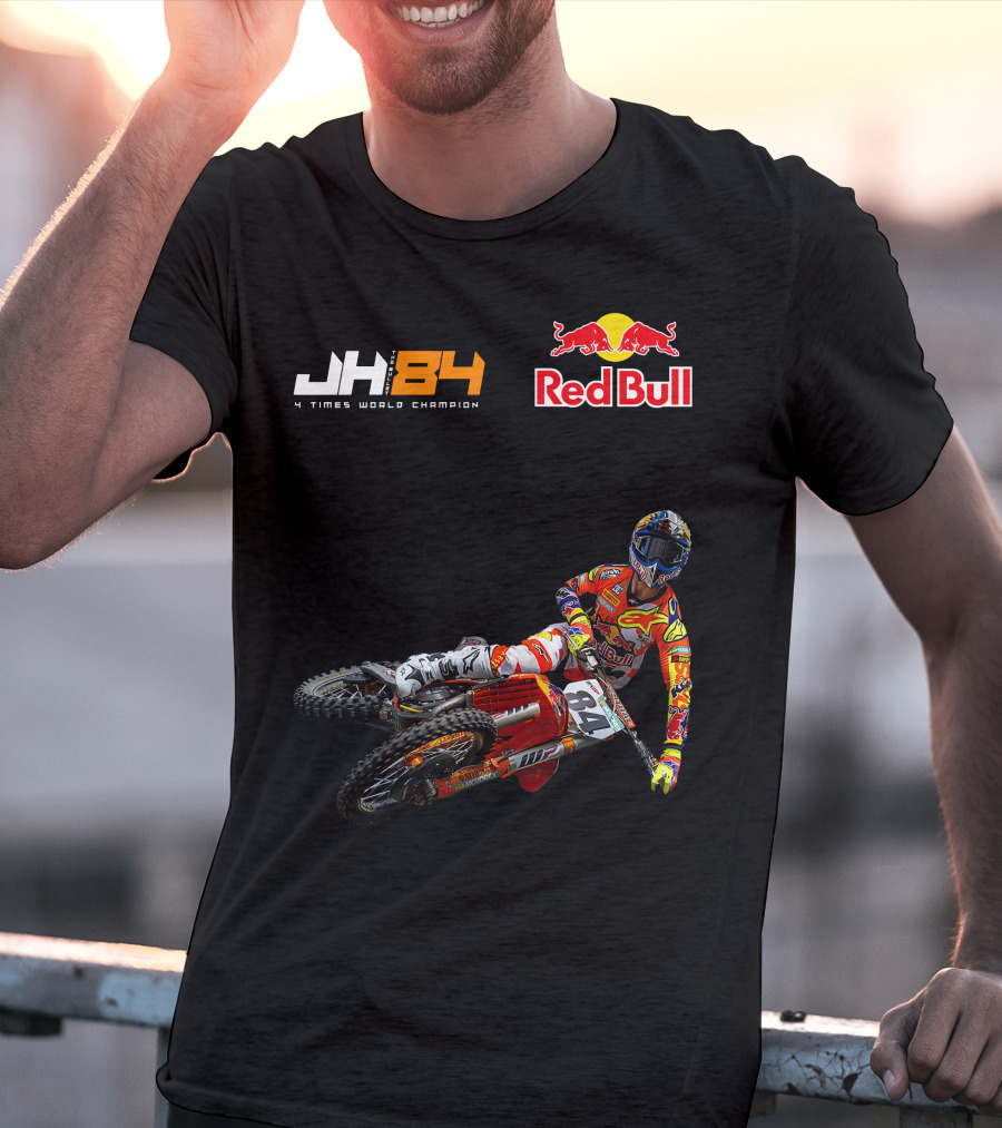 JH84 4 Times World Champion Red Bull Motocross Racer T-Shirt