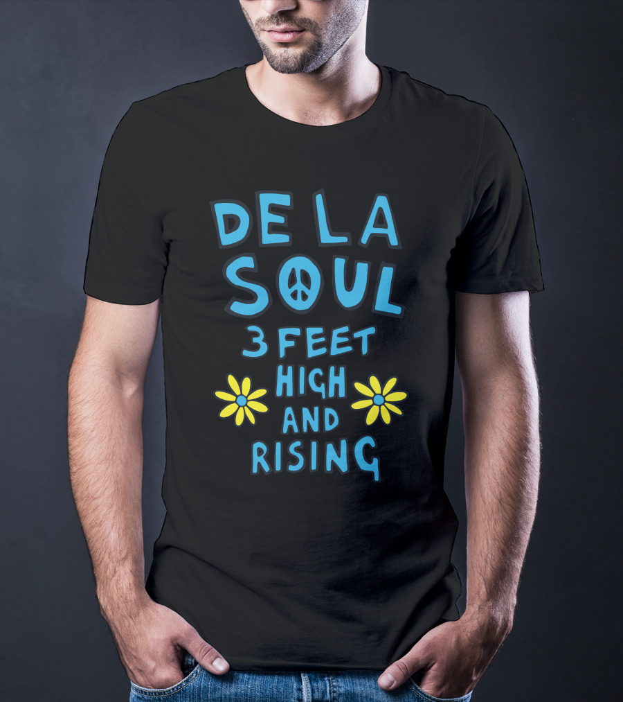 DE LA SOUL 3 Feet High And Rising With Peace Sign And Yellow Flowers T-Shirt