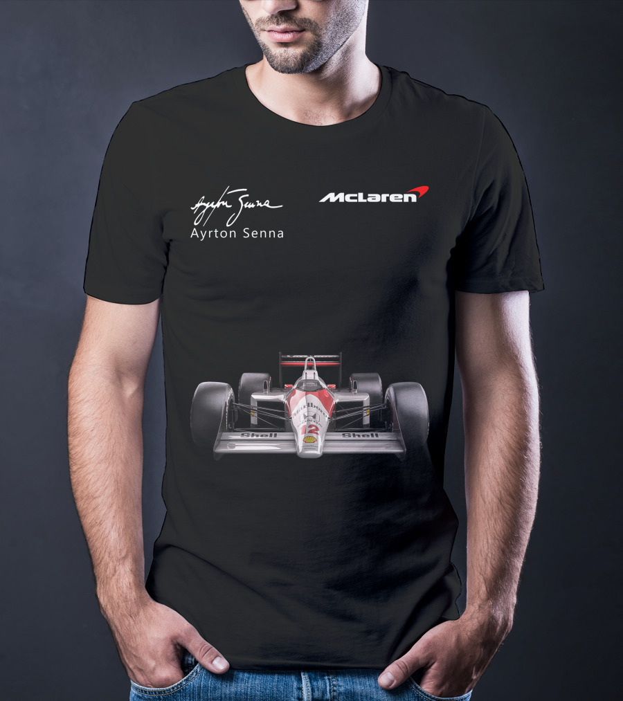 Ayrton Senna McLaren MP4/4 F1 Shell Racing Car T-Shirt