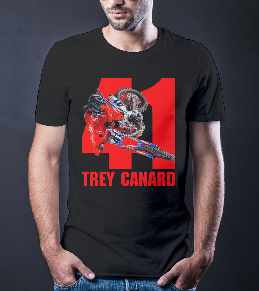 Trey Canard 41 Red Motocross Racer Action T-Shirt