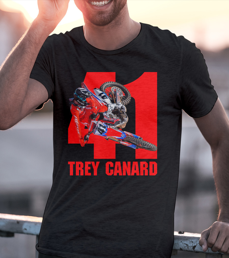 Trey Canard 41 Red Motocross Racer Action T-Shirt