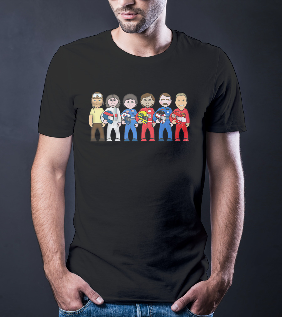 Ayrton Senna With Legendary F1 Drivers In Iconic Racing Suits T-Shirt