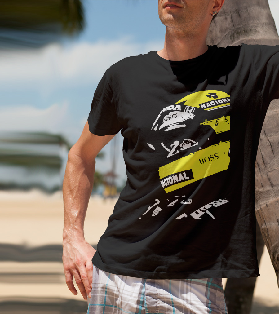 AYRTON SENNA F1 Helmet Nacional Boss Honda T-Shirt