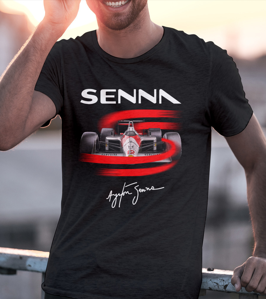 Senna Ayrton Senna McLaren F1 MP4/4 Car Racing Signature T-Shirt
