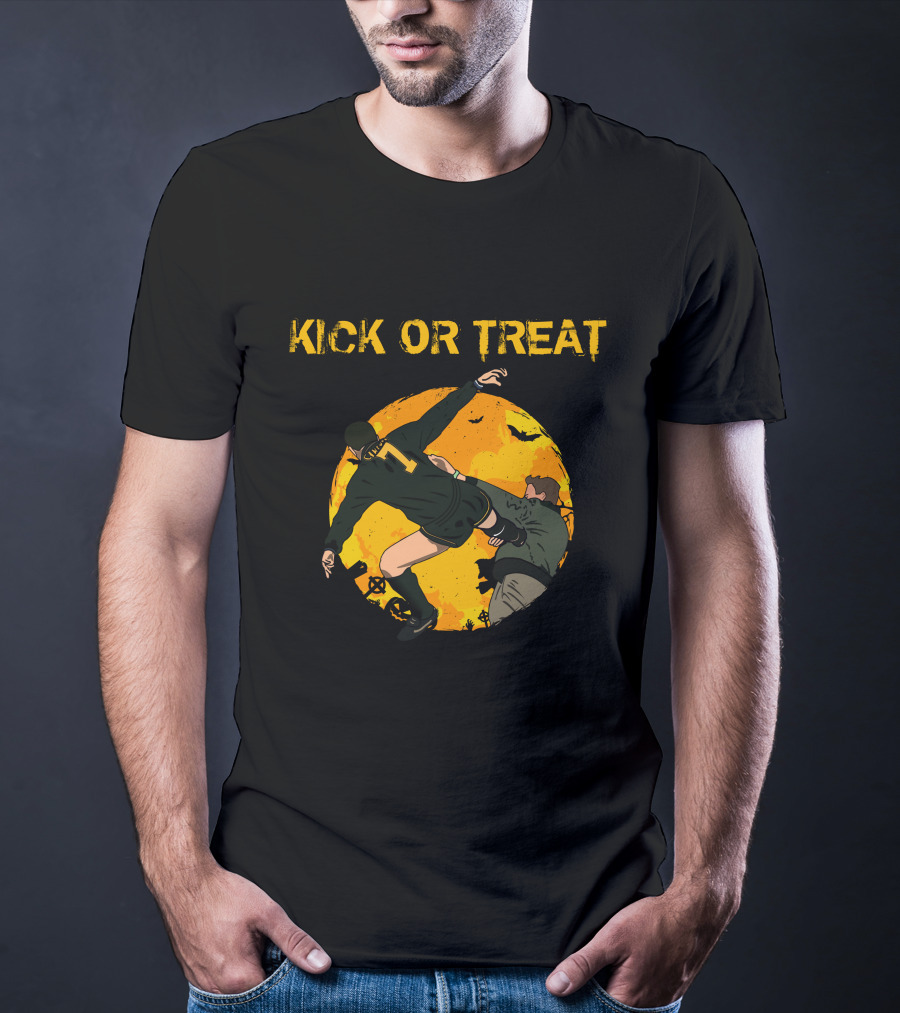 Kick Or Treat Soccer Halloween Action T-Shirt