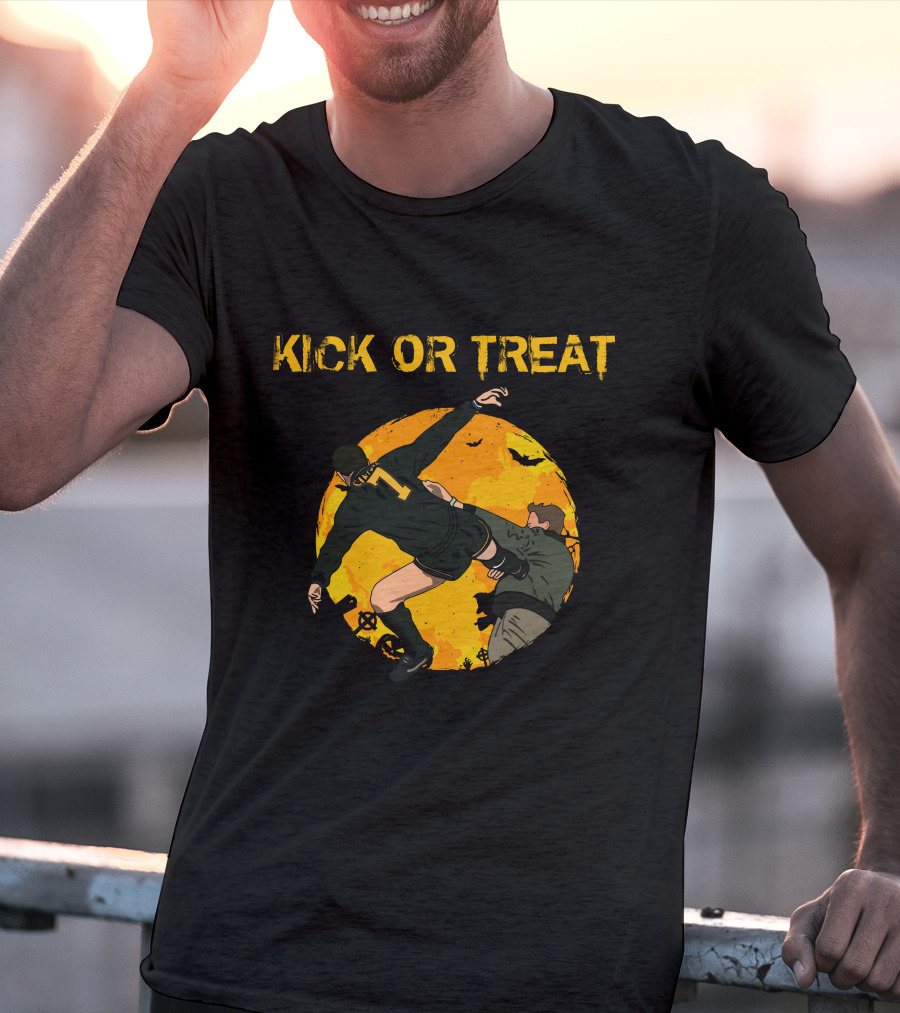 Kick Or Treat Soccer Halloween Action T-Shirt