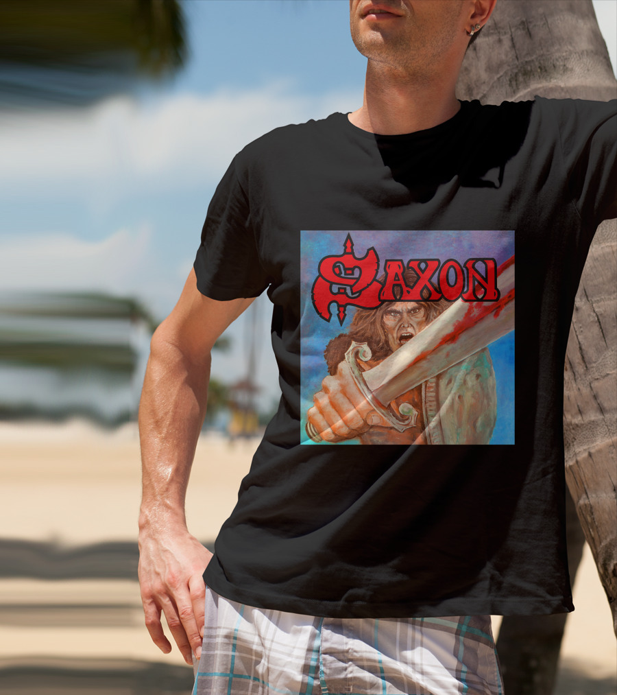 SAXON Crusader Warrior With Bloodied Sword T-Shirt