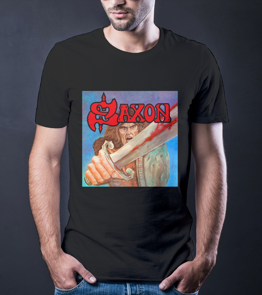 SAXON Crusader Warrior With Bloodied Sword T-Shirt