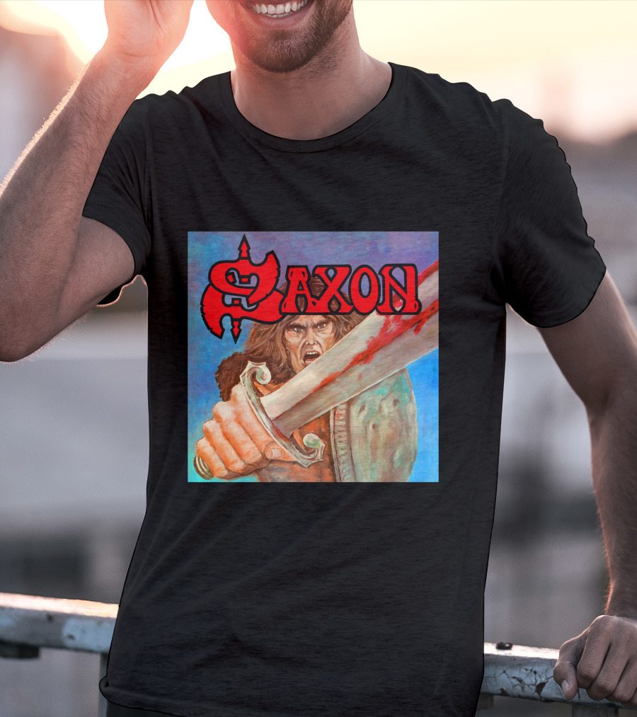 SAXON Crusader Warrior With Bloodied Sword T-Shirt