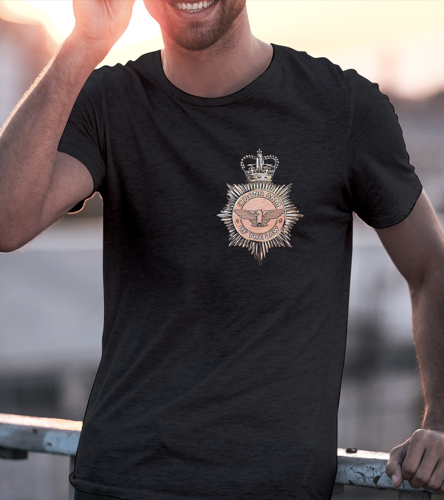Saxon Strong Arm Of The Law Badge With Crown And Eagle Emblem T-Shirt
