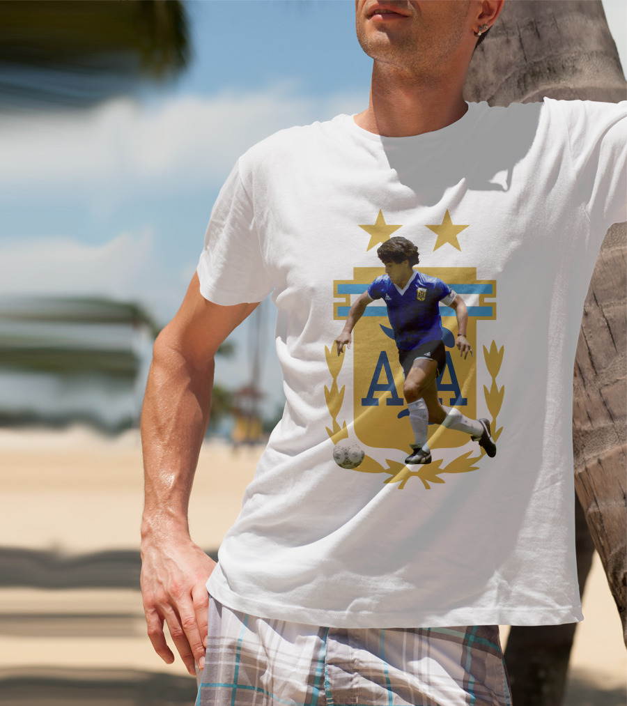 Maradona Argentina AFA Football Legend Blue Jersey T-Shirt