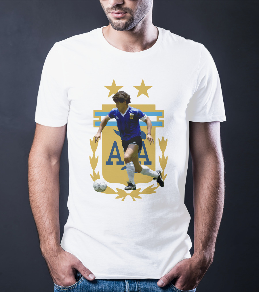 Maradona Argentina AFA Football Legend Blue Jersey T-Shirt