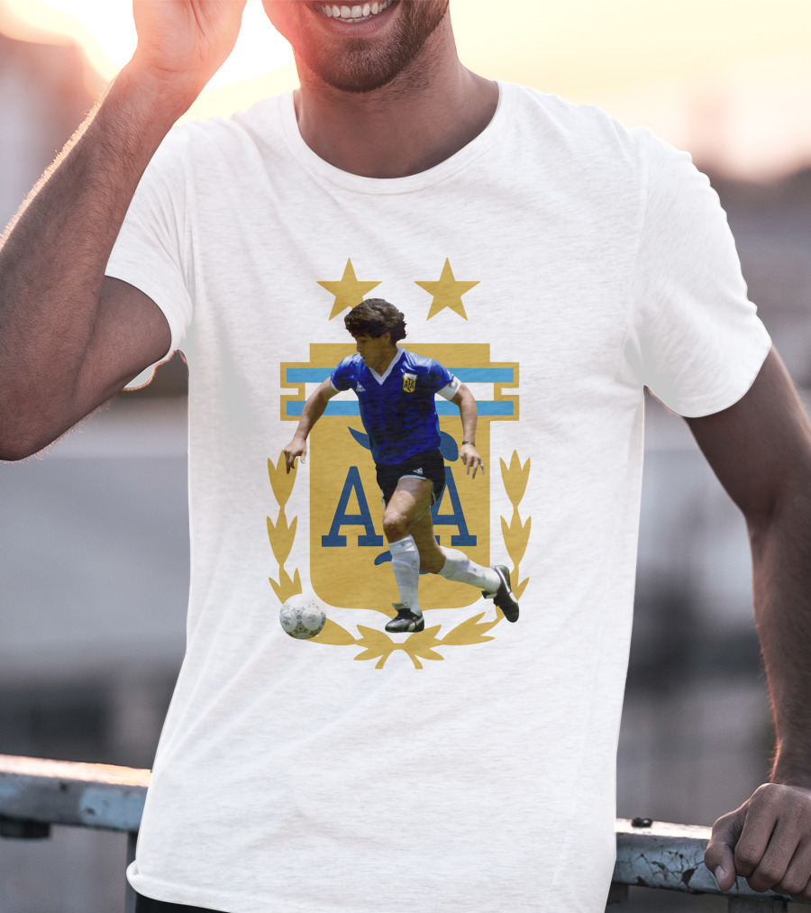 Maradona Argentina AFA Football Legend Blue Jersey T-Shirt