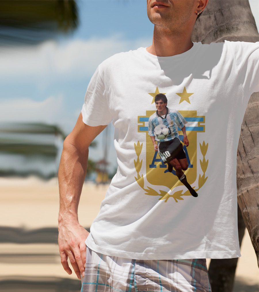 Argentinian Soccer Legend Number 10 Ortega AFA Emblem T-Shirt